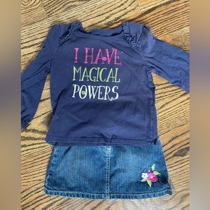 Crazy 8 long sleeve top jean skirt outfit 3t vintage